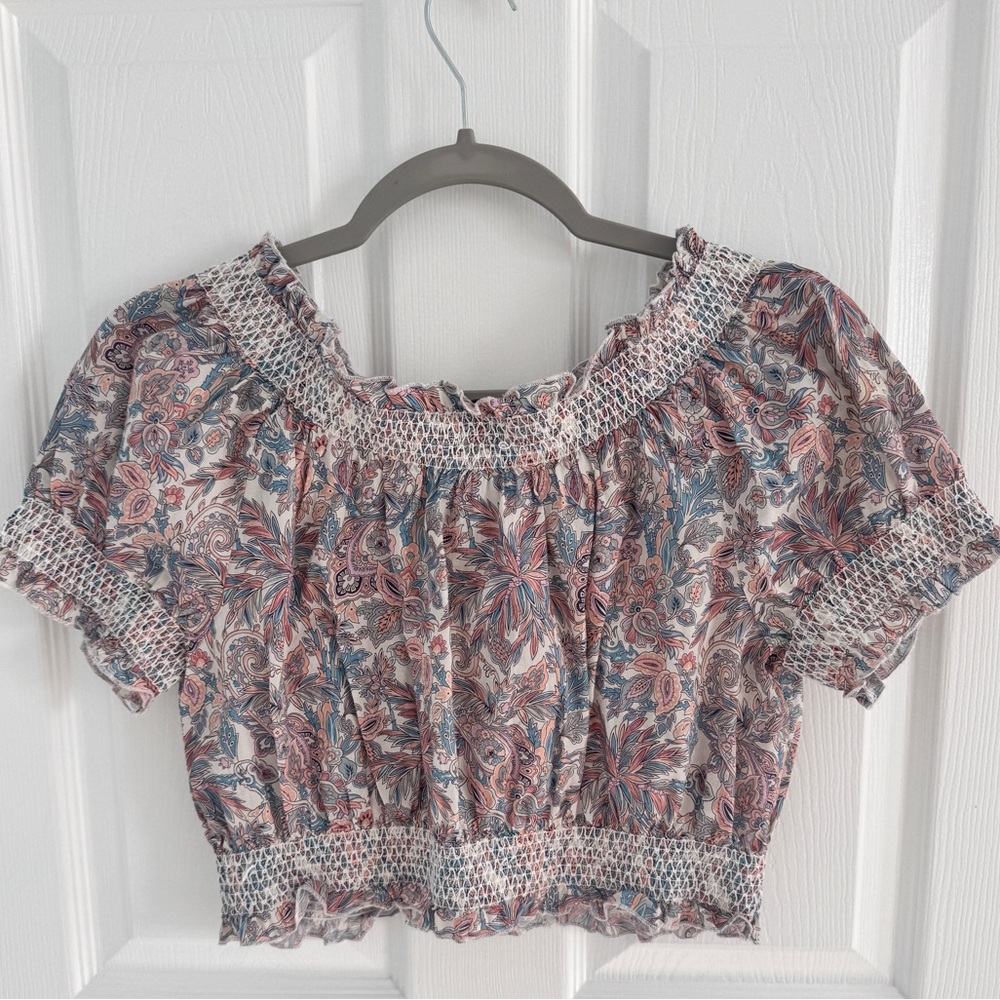 J. Crew Liberty of London Floral Smocked Crop Top - Picture 3 of 3